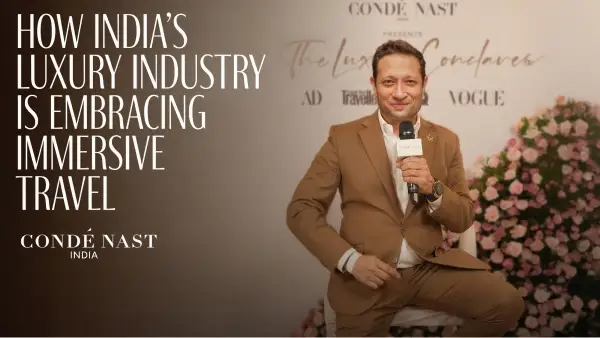 Jimmy Mistry speaking at Condé Nast India Luxury Conclave 2025 on immersive luxury travel for Della Townships