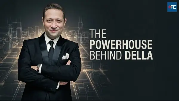 Jimmy Mistry at Financial Express CXO Connect 2025 discussing vision to valuation with Roshun Povaiah for Della Townships