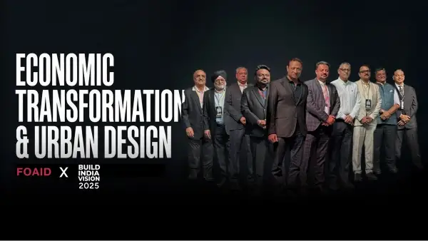 Jimmy Mistry speaking at FOAID x India Build 2025 on economic transformation and urban design infrastructure for Della Townships