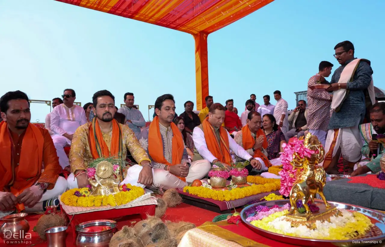 Bhumi Poojan ceremony marking the foundation of Della Racecourse Pune, a salutogenic equestrian themed township
