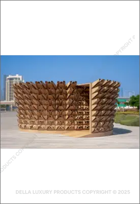 Deond wraps pavilion with 3D corrugated cardboards referencing 