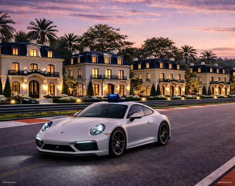 French themed villa architectural style 2 exterior at Della Townships Ahmedabad