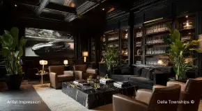 Lounge View of Automative Retail Spaces | Della Townships