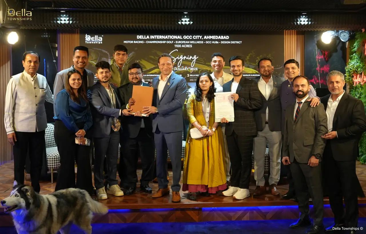 Della Townships Ahmedabad signing ceremony with leadership team and partners