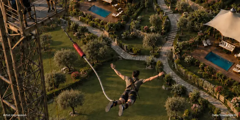 Bungee jumping adventure experience at Della Townships Lake Como Dapoli