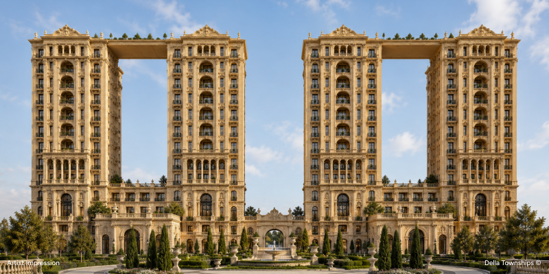 Luxury branded residences towers at Della Townships Lake Como Dapoli