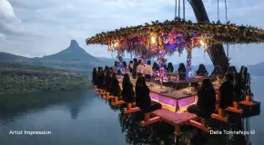 Floating restaurant and immersive dining experience at Della Townships Lake Como Dapoli