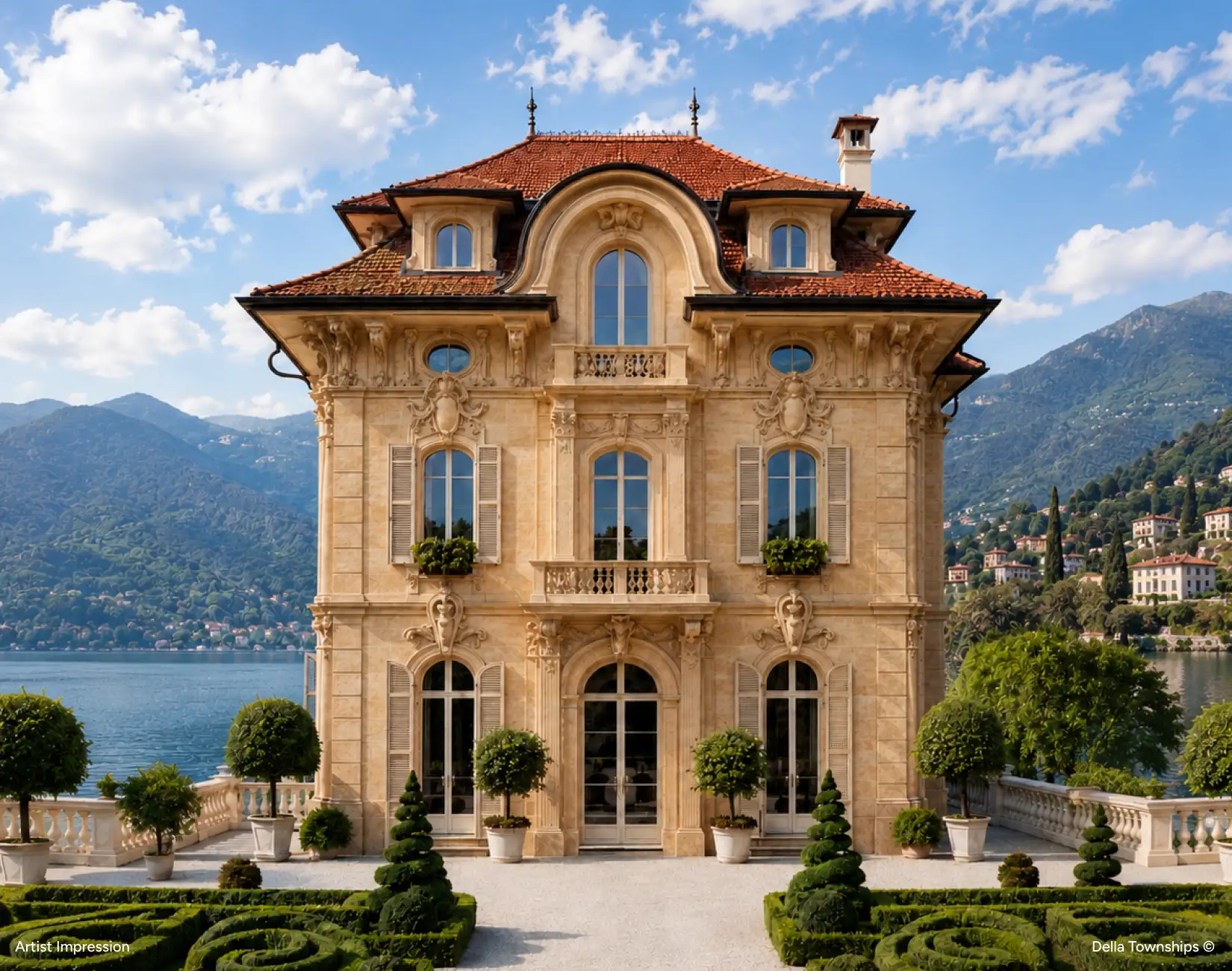 Classic luxury villa inspired by Lake Como architecture at Della Townships Dapoli