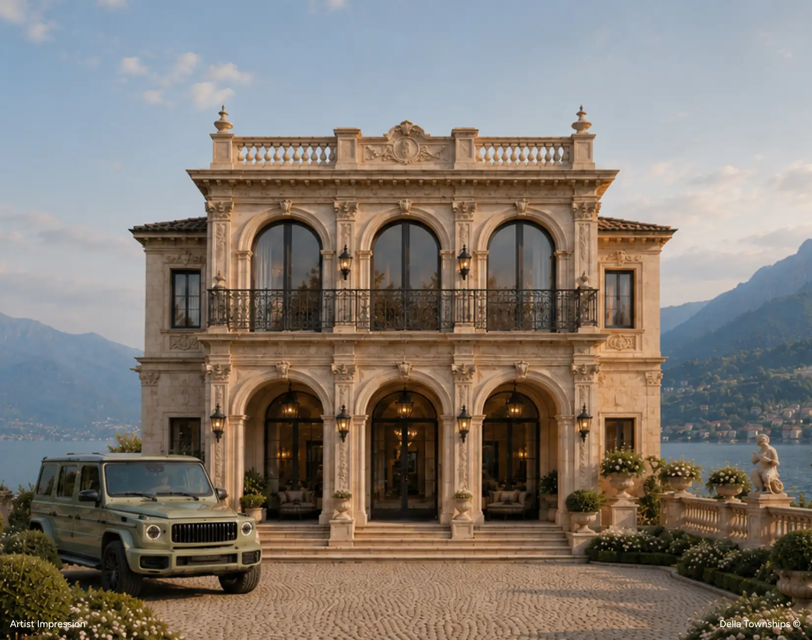 Classic luxury villa inspired by Lake Como architecture at Della Townships Dapoli