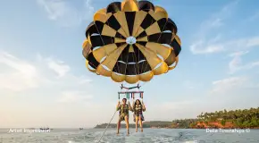 Parasailing adventure over the Arabian Sea at Della Townships Lake Como Dapoli