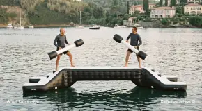 Floating water obstacle course at Della Townships Lake Como Dapoli