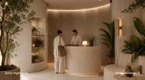 Elegant spa reception area at the luxury wellness center in Della Townships