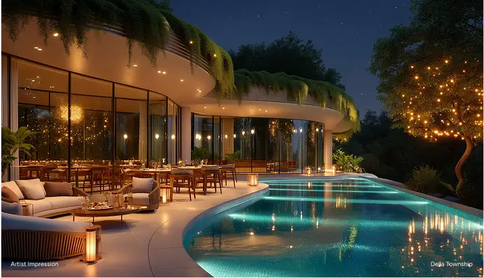 MayrLife cuisine rooftop restaurant and infinity pool at Della Medical Wellness Township