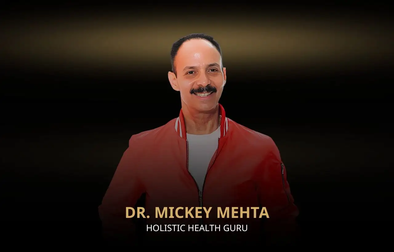 Dr. Mickey Mehta speaking at Della Townships Inspiring Voices