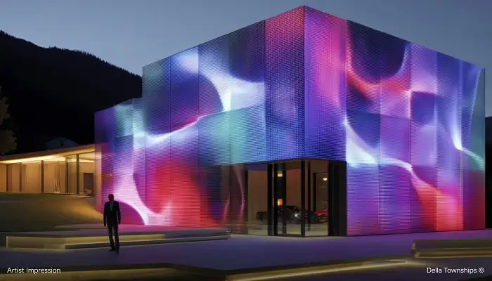 Equestrian activity at Della Racecourse with rider on horse in front of clubhouse | Della Townships