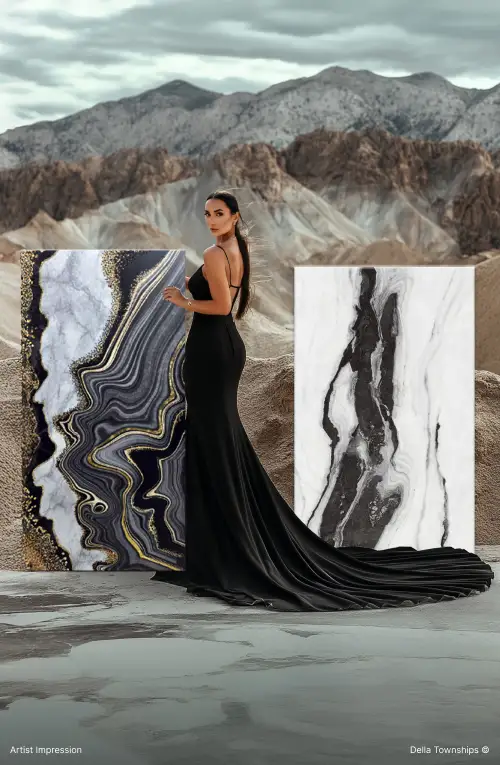 Luxury materials, surfaces and architectural finishes at Della Design District by Della Townships