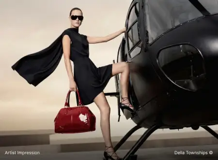 Luxury travel goods and mobility accessories showcased in the Della Townships design district