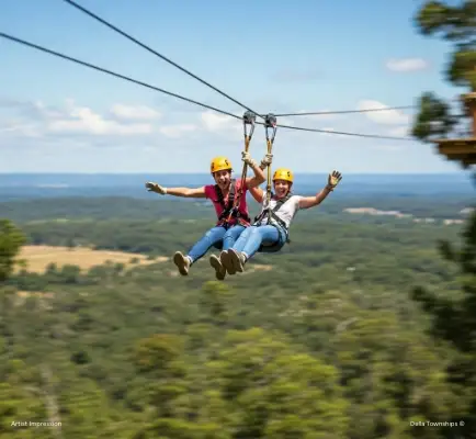 Zipline adventure experience at Della Townships Design District