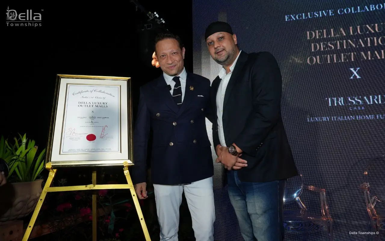 Brand collaboration certificate between Della Townships Design District and Trussardi Casa Italy at launch event