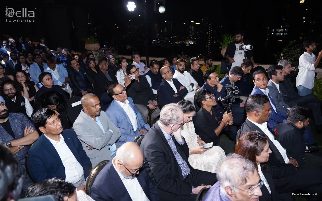 Della Townships Design District Launch 2025 audience attending rooftop event