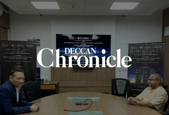 News coverage of Della Townships partnering with IIT Madras to pioneer carbon sequestration technology in Chennai