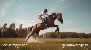 Equestrian activity at Della Racecourse with rider on horse 