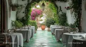 Fine dining restaurant with curated global cuisine at Della Townships Racecourse Pune