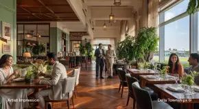 Fine dining restaurant with curated global cuisine at Della Townships Racecourse Pune