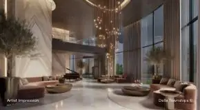 Luxury reception area of Della Branded Residences at Della Townships Pune