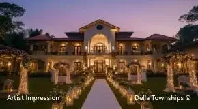 Contemporary wedding celebration setting at Della Townships Racecourse Pune