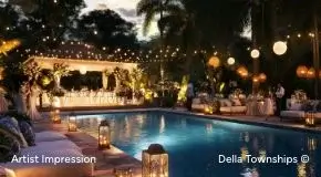 Evening wedding reception at Della Townships Racecourse Pune destination venue