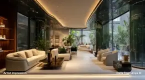 Reception area at Design District Raipur by Della Townships