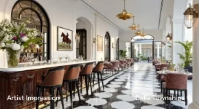 Al fresco dining terrace at Raipur by Della Townships