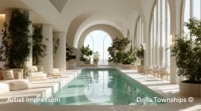 Indoor heated pool at Raipur by Della Townships