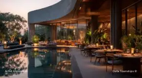 Gourmet Dining seating area view of Della Ranthambore Reserve Township, Nagpur