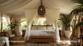 Suite interior view at Ranthambore luxury glamping resort by Della Townships