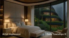 Luxury bedroom in Ranthambore branded residences by Della Townships