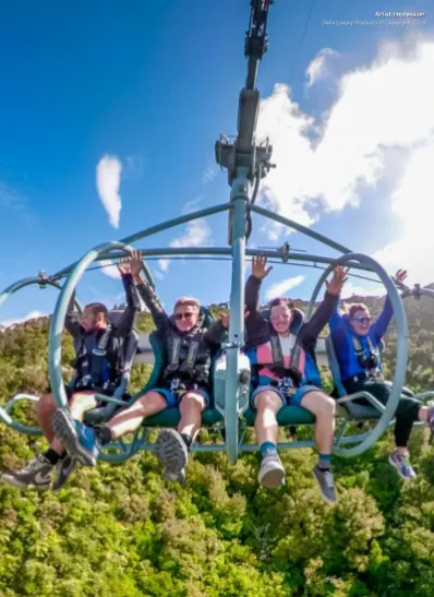 Quadruple Zipline activity of Della Adventure Park
