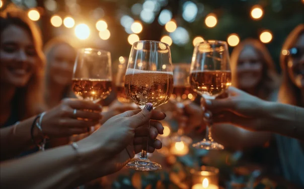 People cheering wine