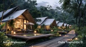 Glamping tent cluster at Della Townships Nagpur Bor Reserve 5 star resort