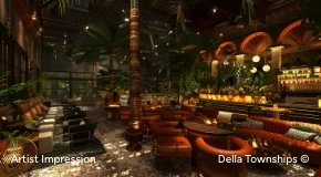 Fine dining hall at Della Townships Nagpur Bor Reserve Signature Restaurants