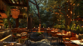 Private dining pavilion at Della Townships Nagpur Bor Reserve Signature Restaurants