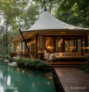 300 room 5 star glamping resort at Bor Reserve Nagpur by Della Townships