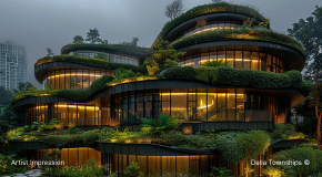 Exterior view of branded residences at Della Townships Nagpur Bor Reserve