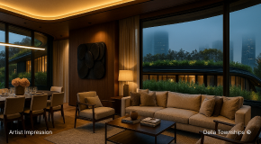 Lounge area inside branded residences at Della Townships Nagpur Bor Reserve