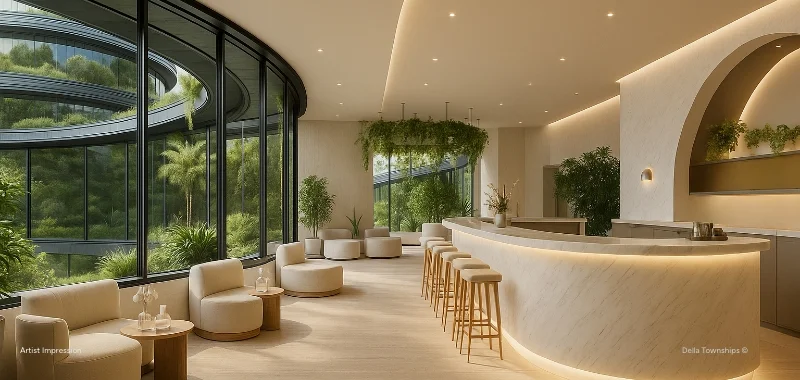 Reception and Lounge Area at Della Townships Wellness Residences Nagpur - Second Floor