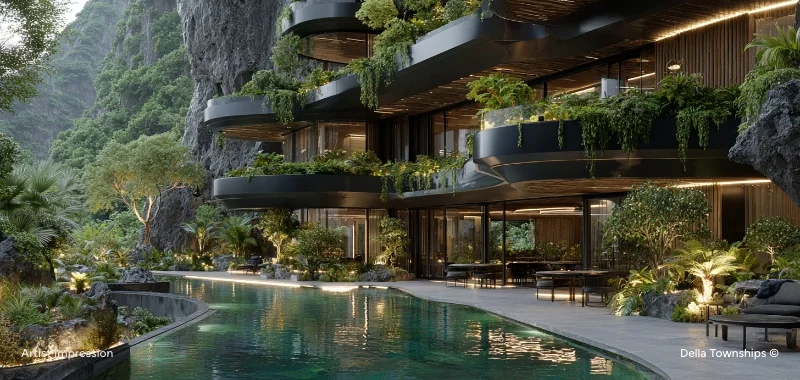 Rooftop Restaurant and Infinity Pool at Della Townships Wellness Residences Nagpur