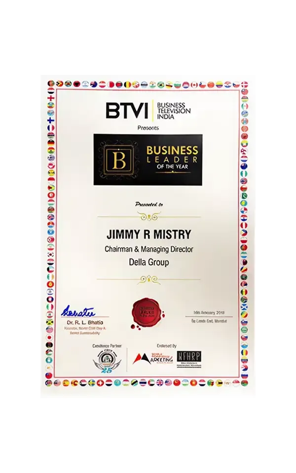 BTVI Business Leader of the Year Award 2019 associated with Della Townships