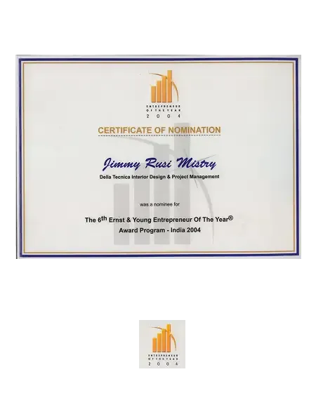 Ernst and Young Entrepreneur of the Year nomination 2004 associated with Della Townships