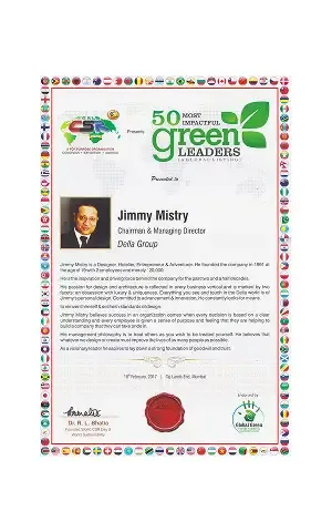 Global Green Leadership Recognition 2017 associated with Della Townships